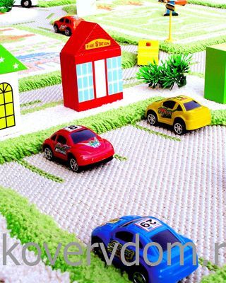 Детский развивающий игровой рельефный 3D ковер Городской Траффик арт.160Х230 зеленый