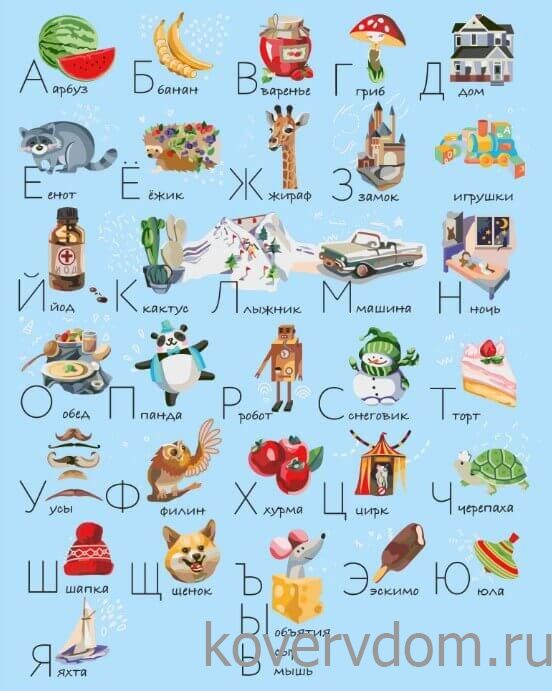 Детский ковер ручной работы АЗБУКА Детский ковер ручной работы АЗБУКА