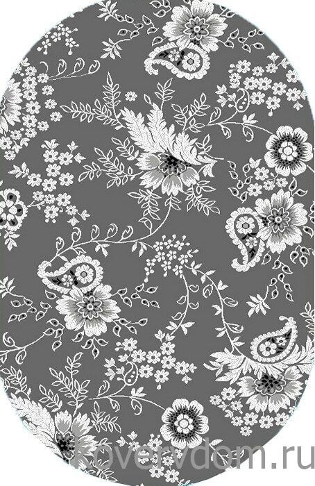 Ковер с цветами Графит 30760-37 ОВАЛ 