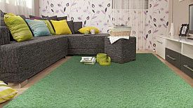 Однотонный ковер с длинным ворсом салатовый-палас ABRA-04