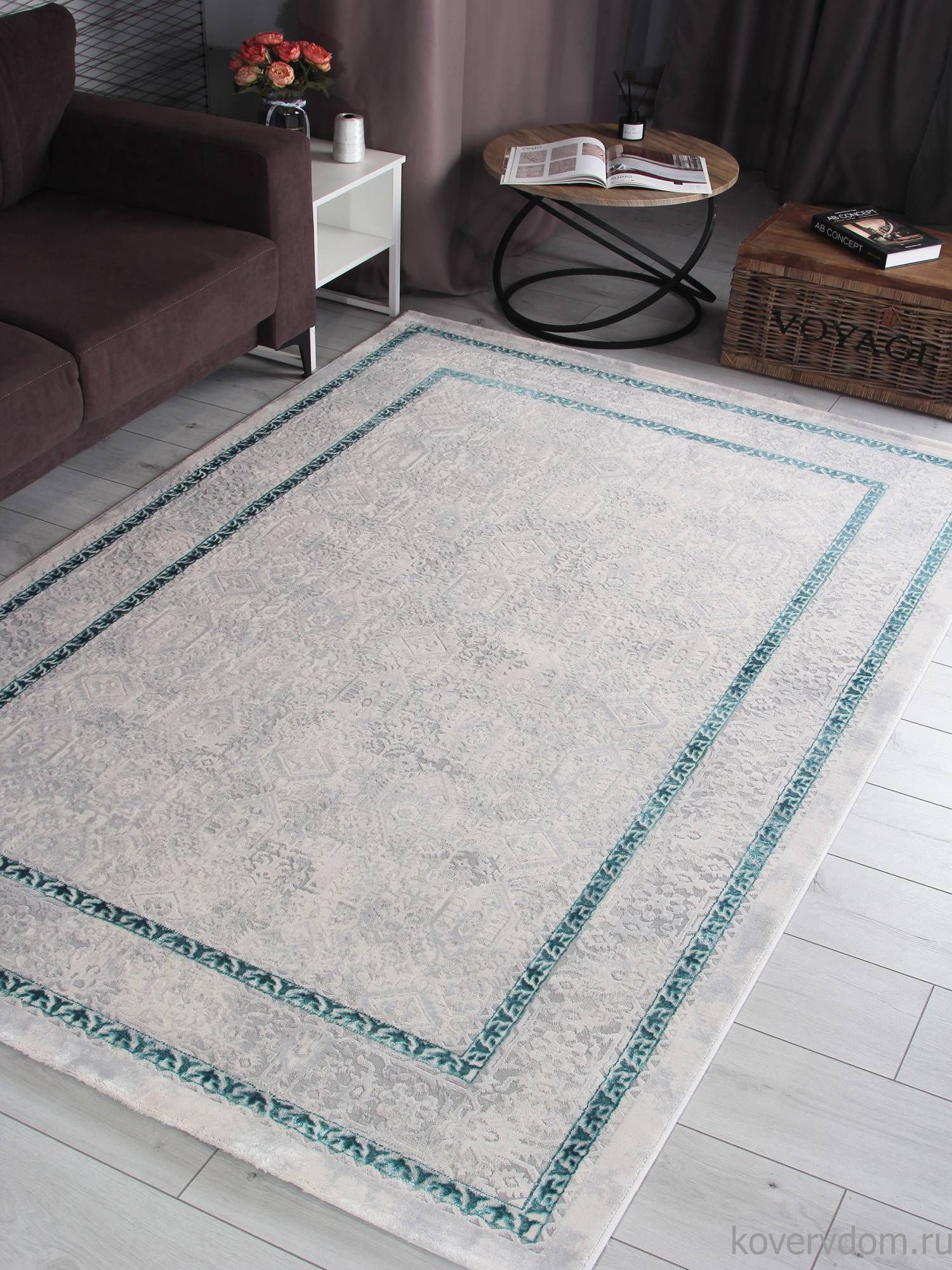 Ковер AMELI 9255A S.L.GREY / P.TURQUOISE