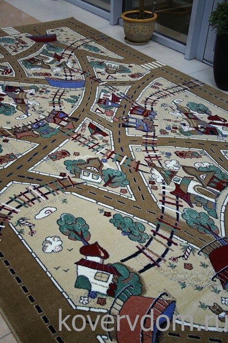 Детский ковер Веселые дорожки светло-коричневый 